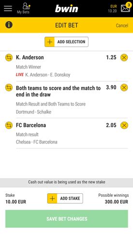 How to edit my placed bet with bwin .